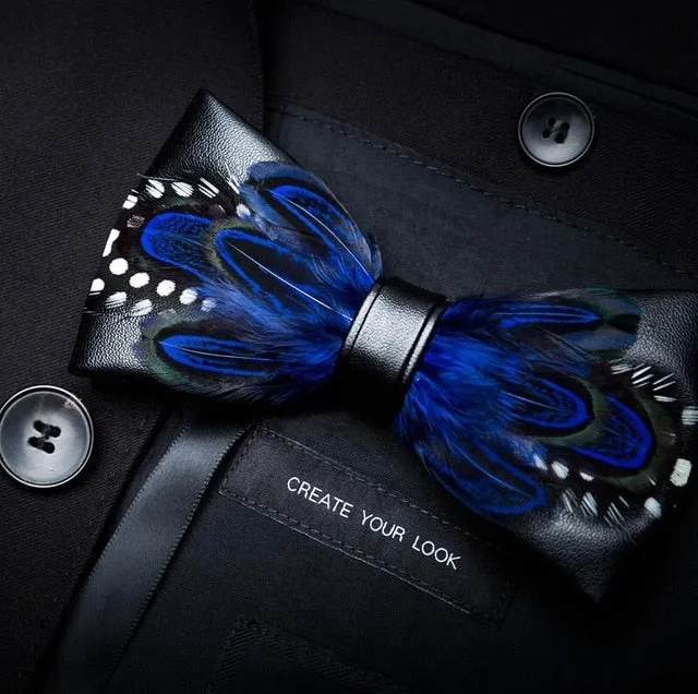 Men's Luxury Bowtie With Box Fashion Peacock Feather Bow Ties For Men