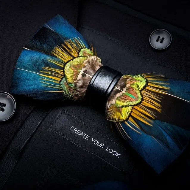 Men's Luxury Bowtie With Box Fashion Peacock Feather Bow Ties For Men