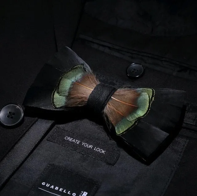 Men's Luxury Bowtie With Box Fashion Peacock Feather Bow Ties For Men