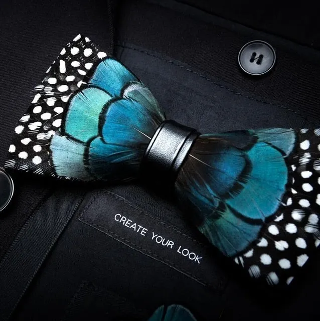 Men's Luxury Bowtie With Box Fashion Peacock Feather Bow Ties For Men