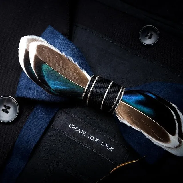Men's Luxury Bowtie With Box Fashion Peacock Feather Bow Ties For Men