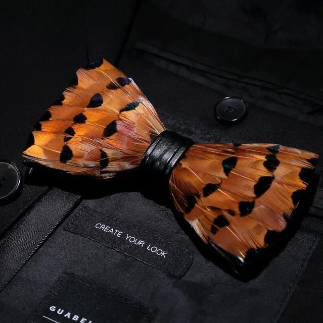 Men's Luxury Bowtie With Box Fashion Peacock Feather Bow Ties For Men