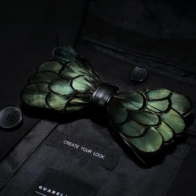 Men's Luxury Bowtie With Box Fashion Peacock Feather Bow Ties For Men