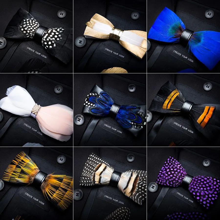 Men's Luxury Bowtie With Box Fashion Peacock Feather Bow Ties For Men