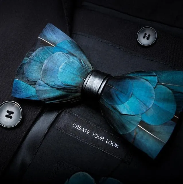 Men's Luxury Bowtie With Box Fashion Peacock Feather Bow Ties For Men