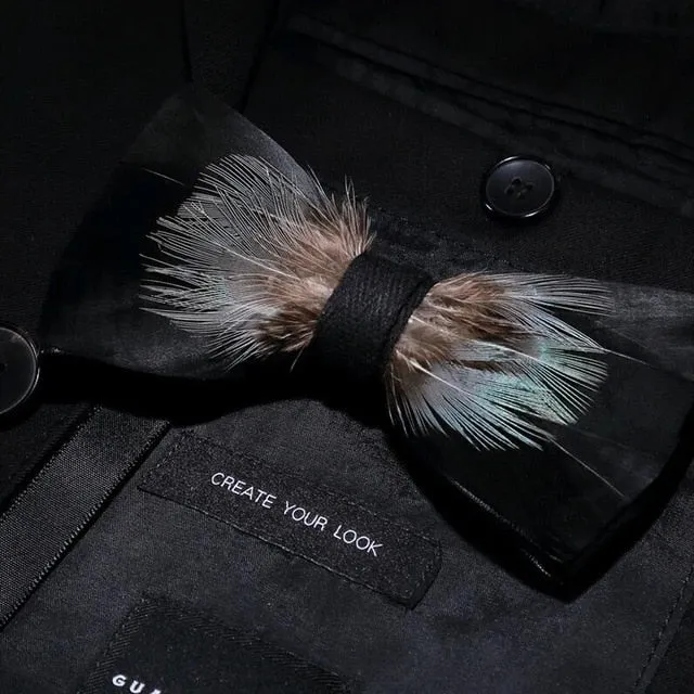 Men's Luxury Bowtie With Box Fashion Peacock Feather Bow Ties For Men