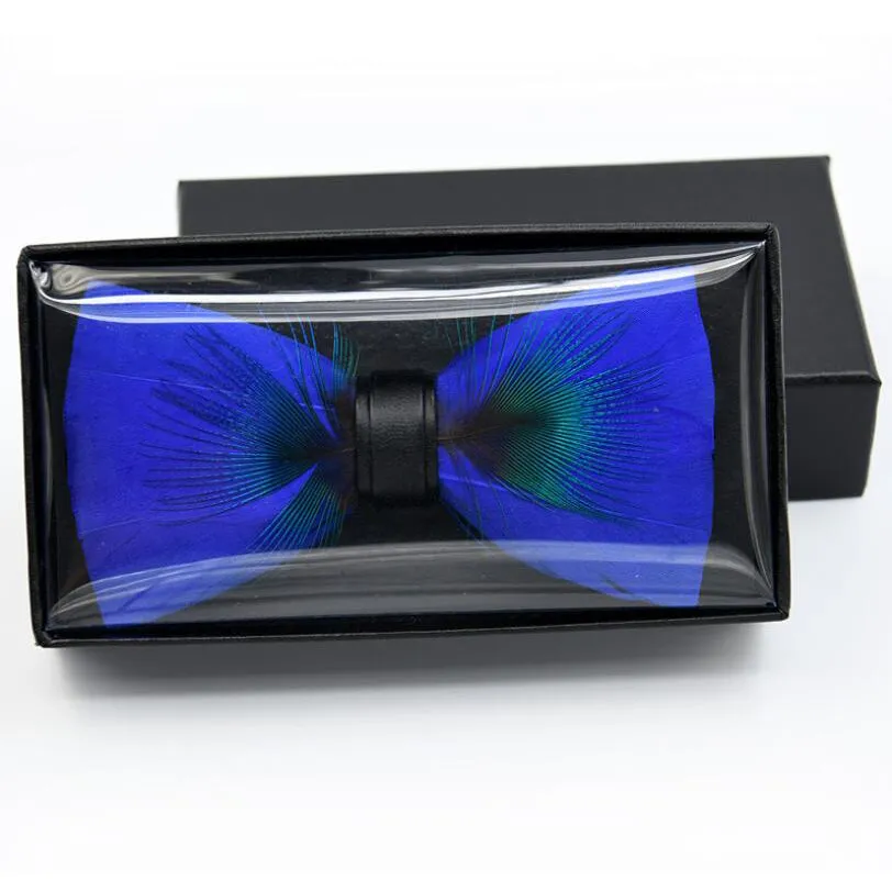 Men's Luxury Bowtie With Box Fashion Peacock Feather Bow Ties For Men