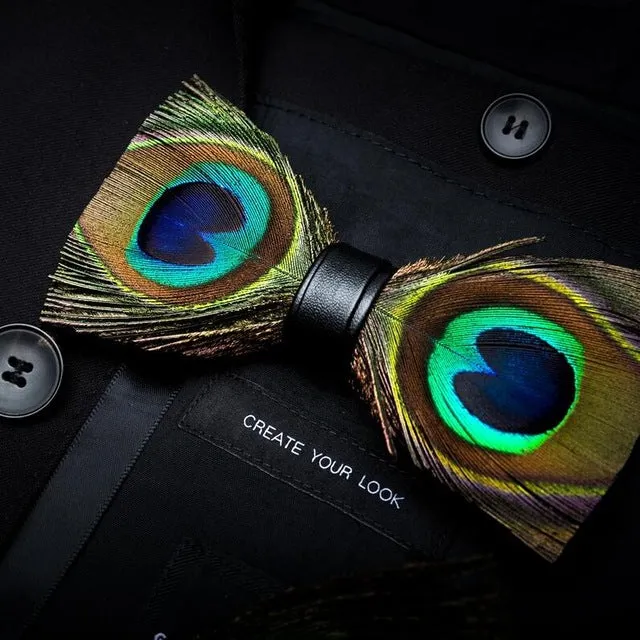 Men's Luxury Bowtie With Box Fashion Peacock Feather Bow Ties For Men