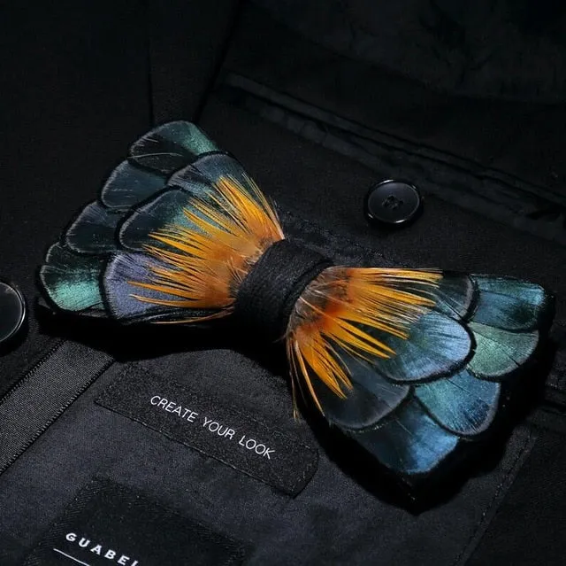 Men's Luxury Bowtie With Box Fashion Peacock Feather Bow Ties For Men