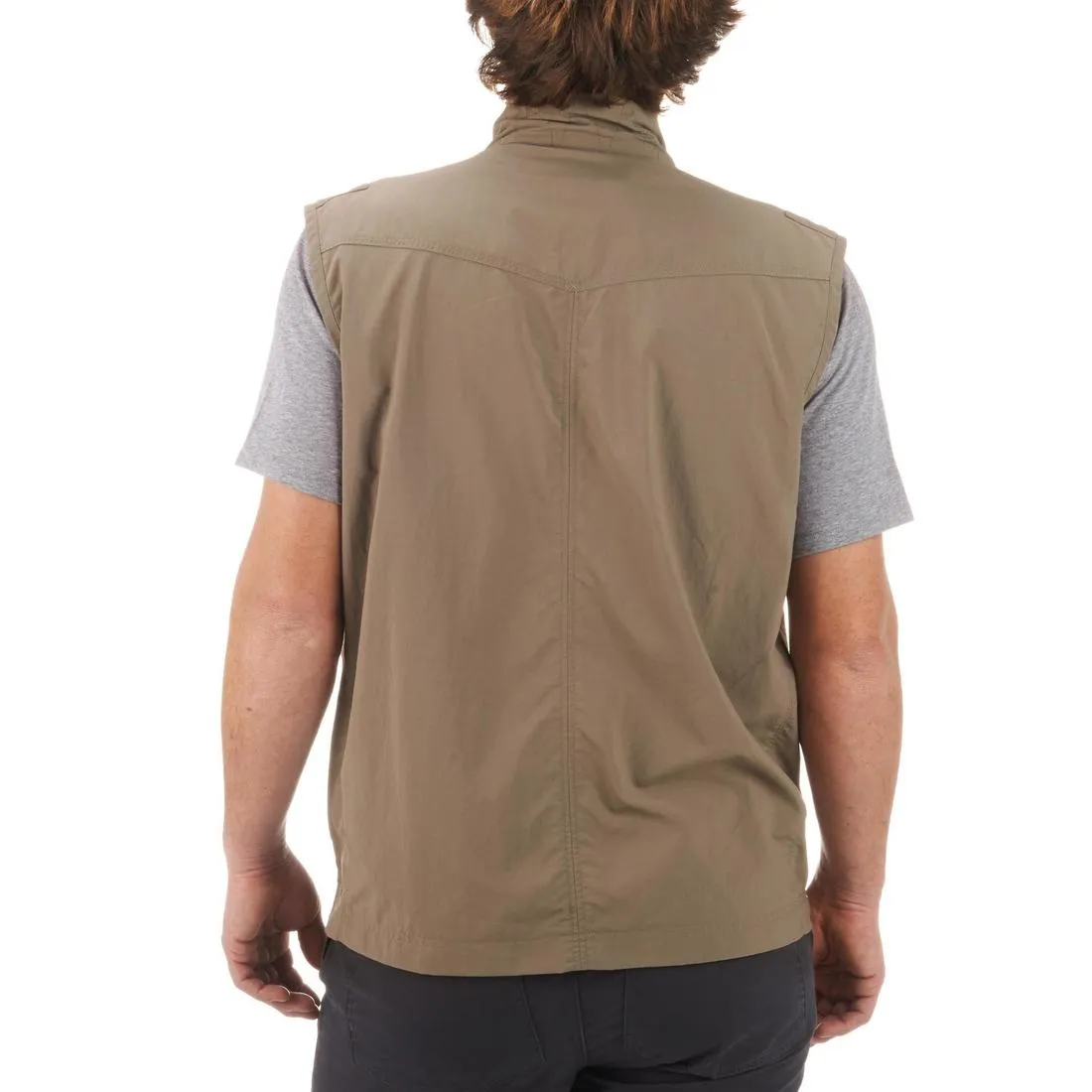 Men's Multi-pocket Travel Trekking Gilet - TRAVEL 100 - Grey
