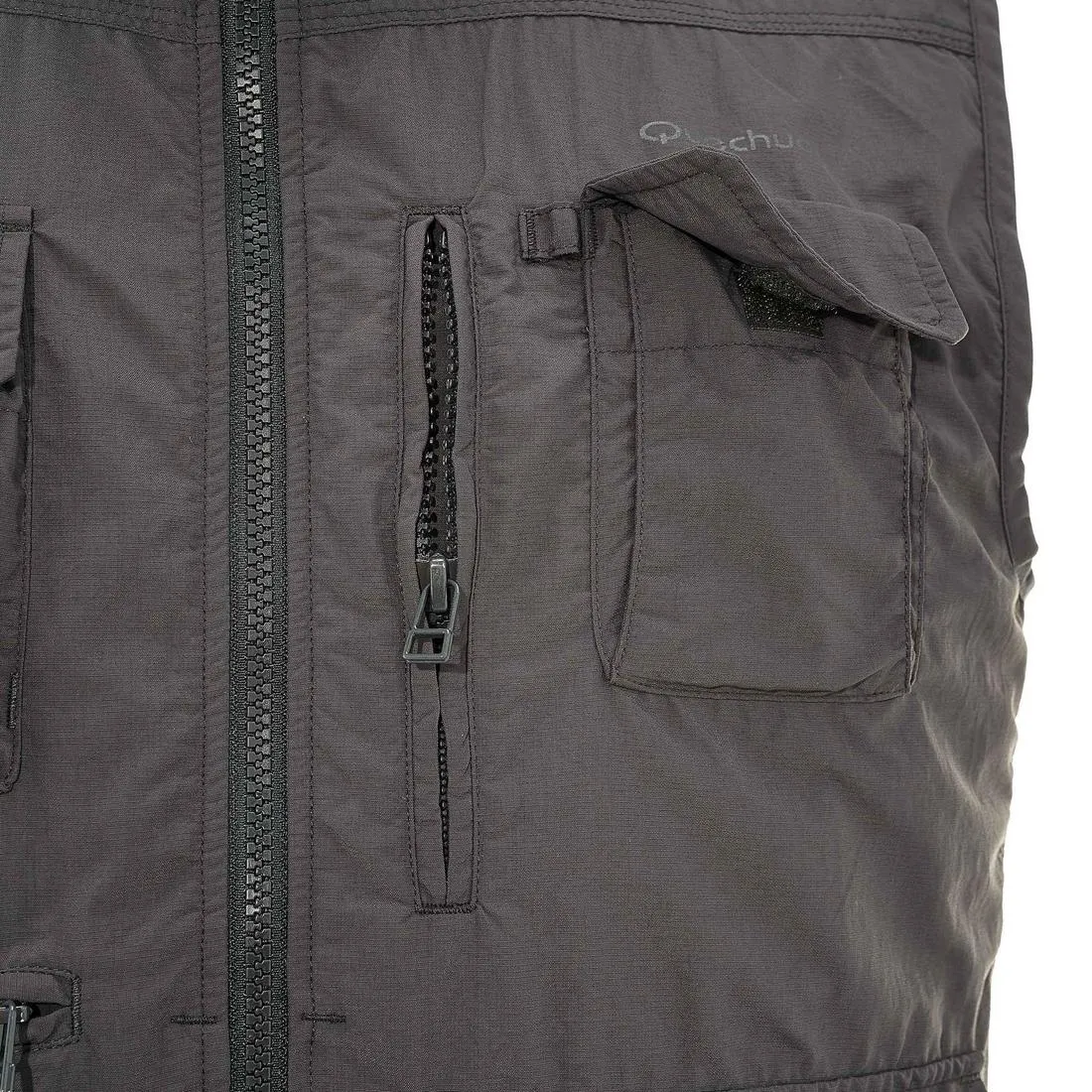 Men's Multi-pocket Travel Trekking Gilet - TRAVEL 100 - Grey