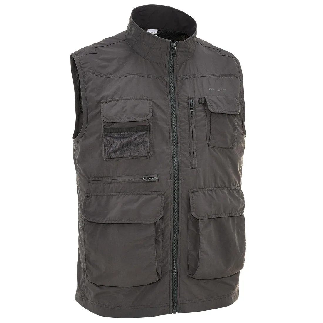 Men's Multi-pocket Travel Trekking Gilet - TRAVEL 100 - Grey