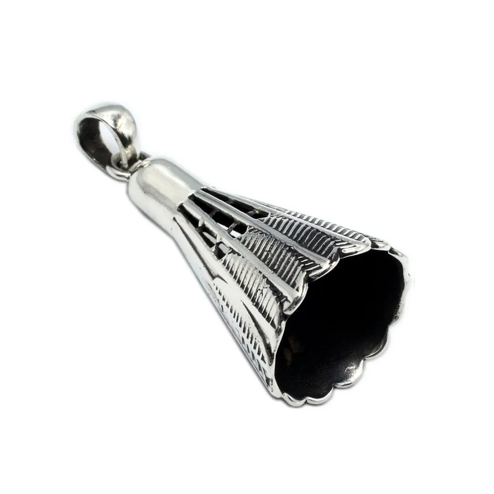 Men's Real Solid 925 Sterling Silver Pendants Badminton Feather Jewelry