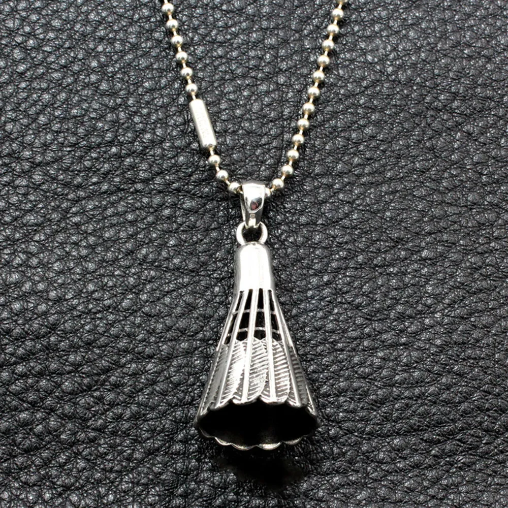 Men's Real Solid 925 Sterling Silver Pendants Badminton Feather Jewelry