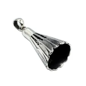 Men's Real Solid 925 Sterling Silver Pendants Badminton Feather Jewelry