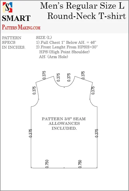 Men's Round Neck T-shirt Sewing Pattern 3 Formats Download