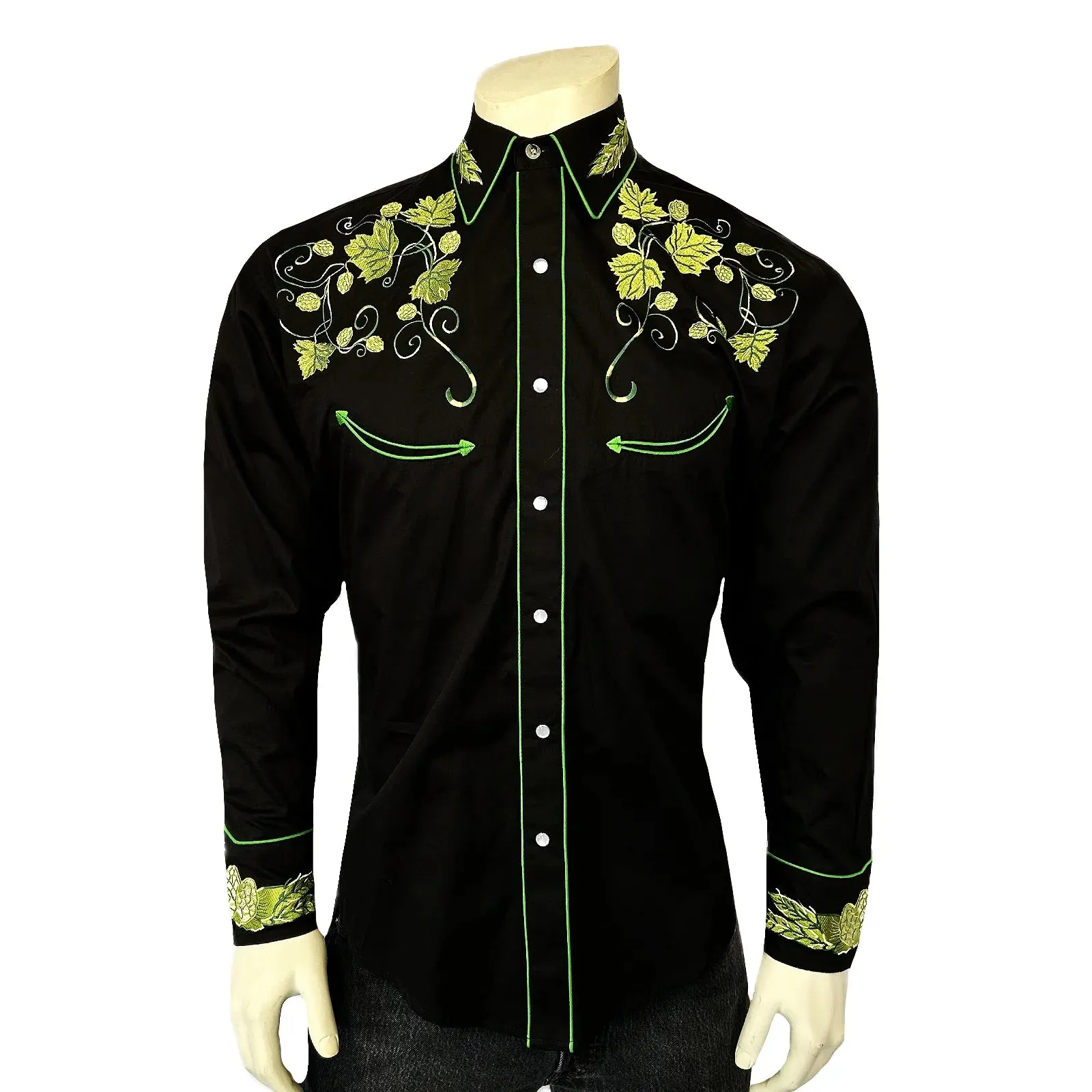 Men's Vintage Western Shirt Collection: Rockmount Hops Black