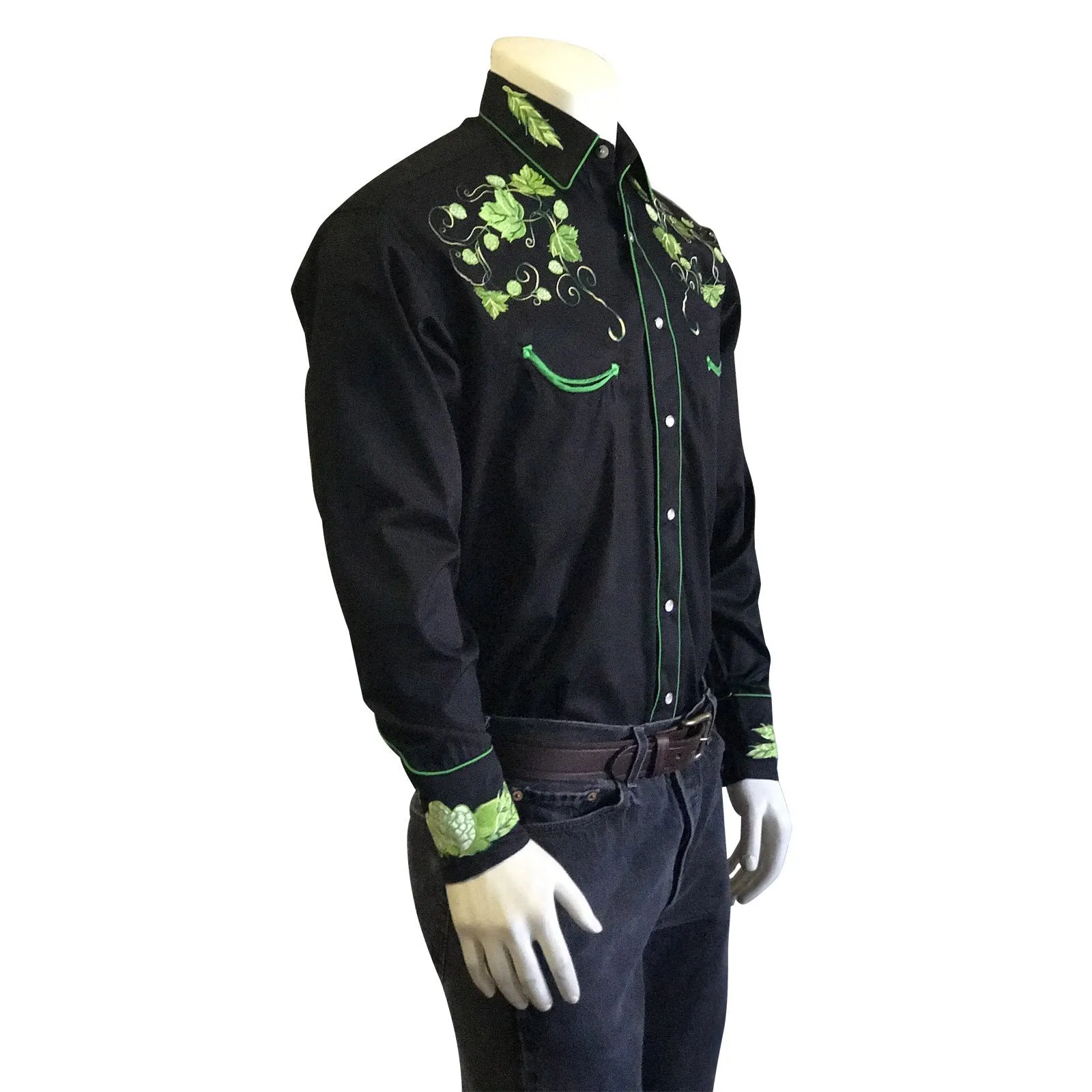 Men's Vintage Western Shirt Collection: Rockmount Hops Black