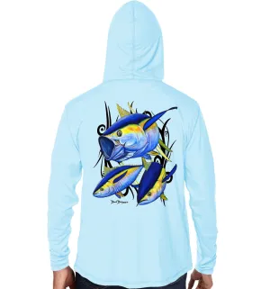 Men's Yellowfin Tuna Arctic Blue Performance Hoodie