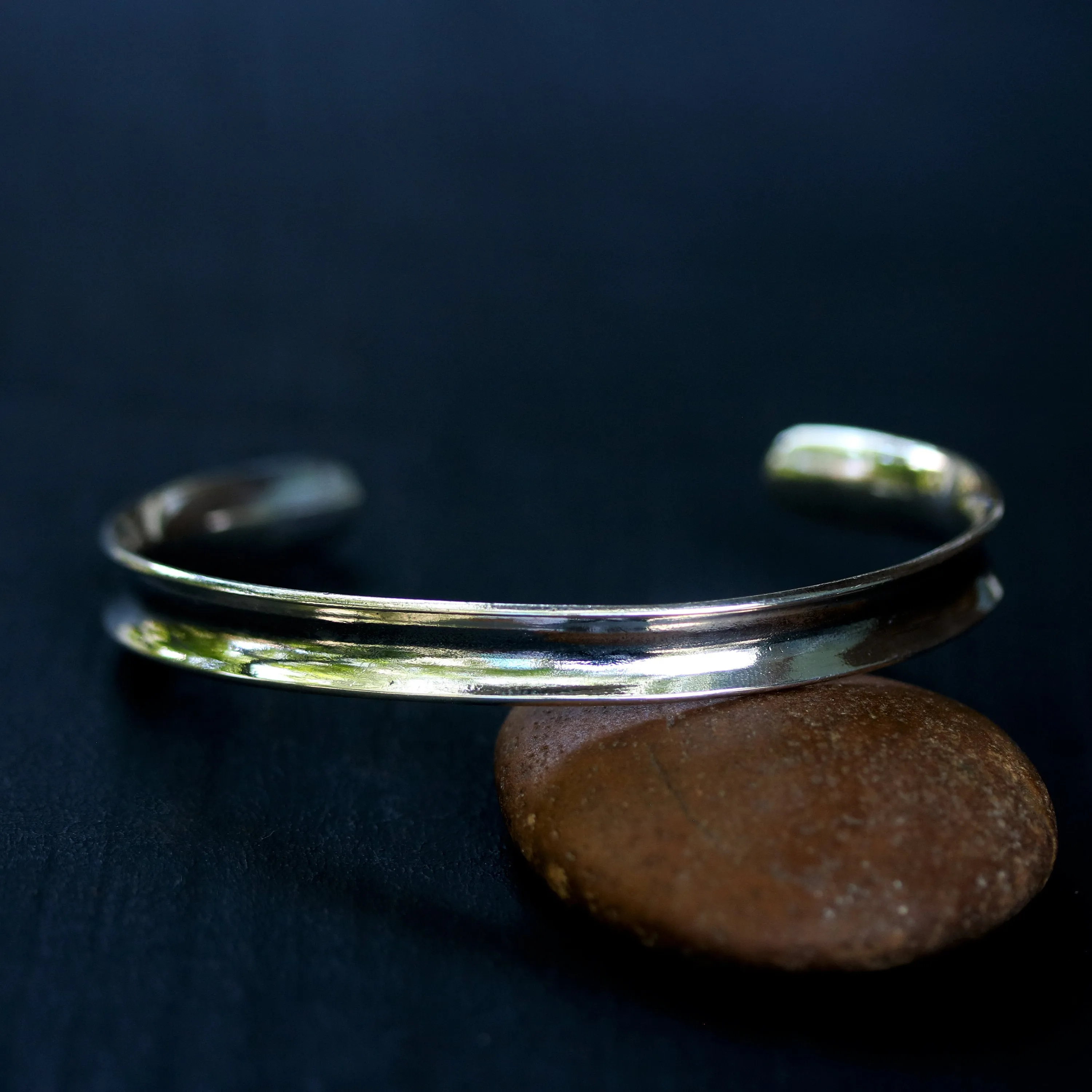 Modern simple cuff men bracelet sterling silver