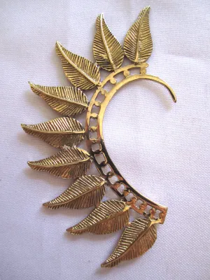 Mohawk Feather Ear Cuff  - Brass