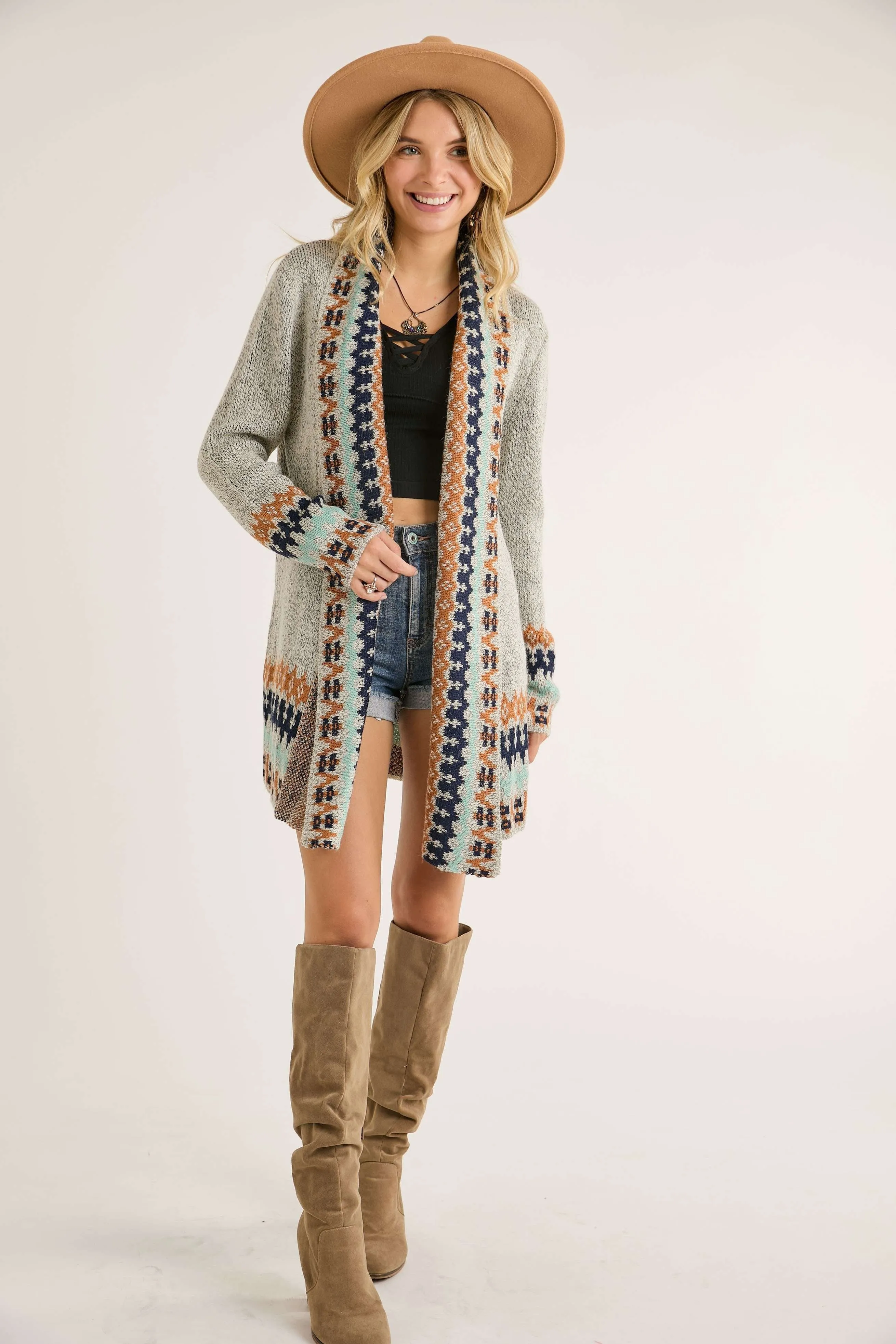 Monica Tribal Cardigan | Grey