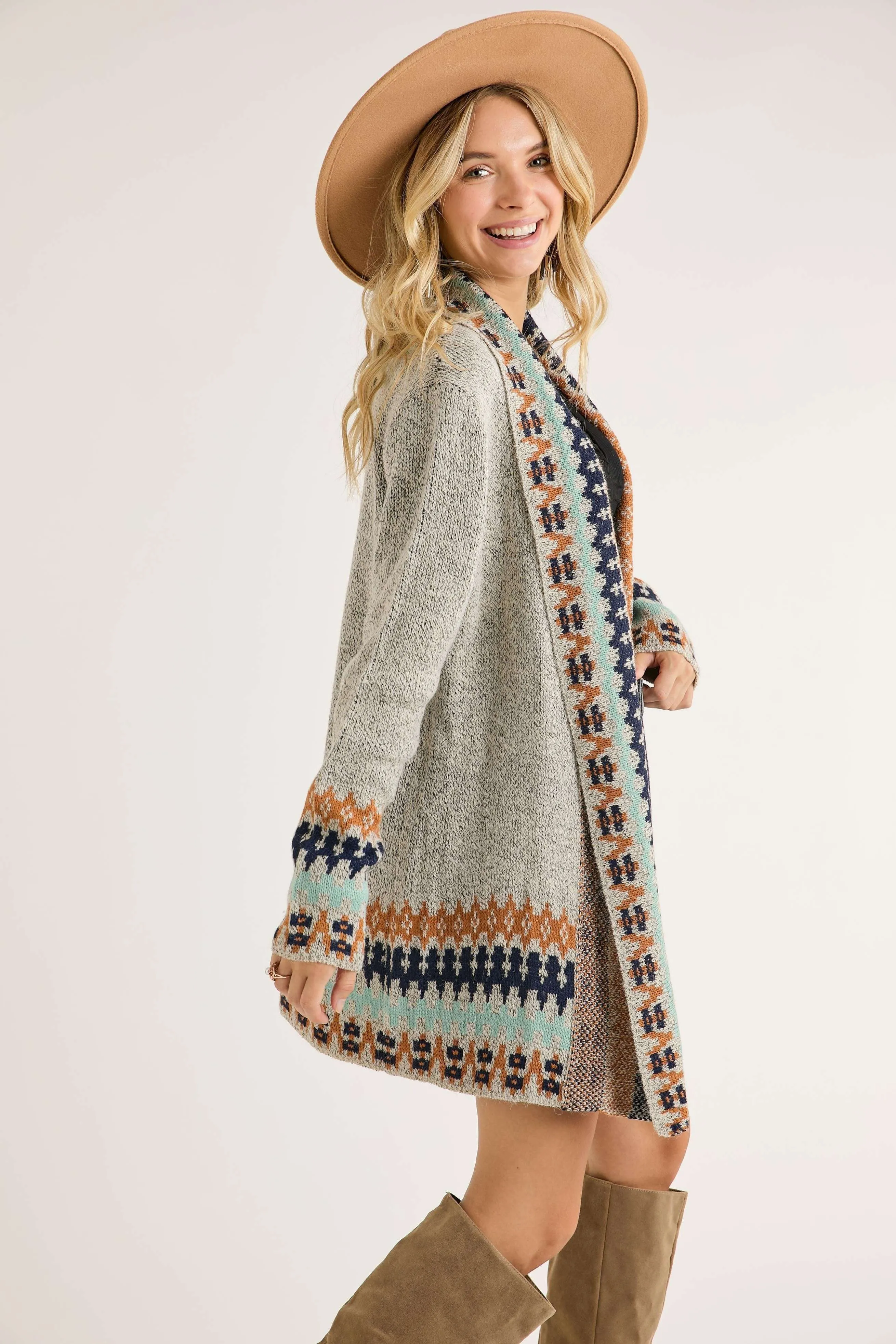 Monica Tribal Cardigan | Grey