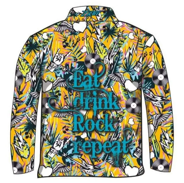 Music | Eat Drink Rock Repeat Orange Fishing Shirt