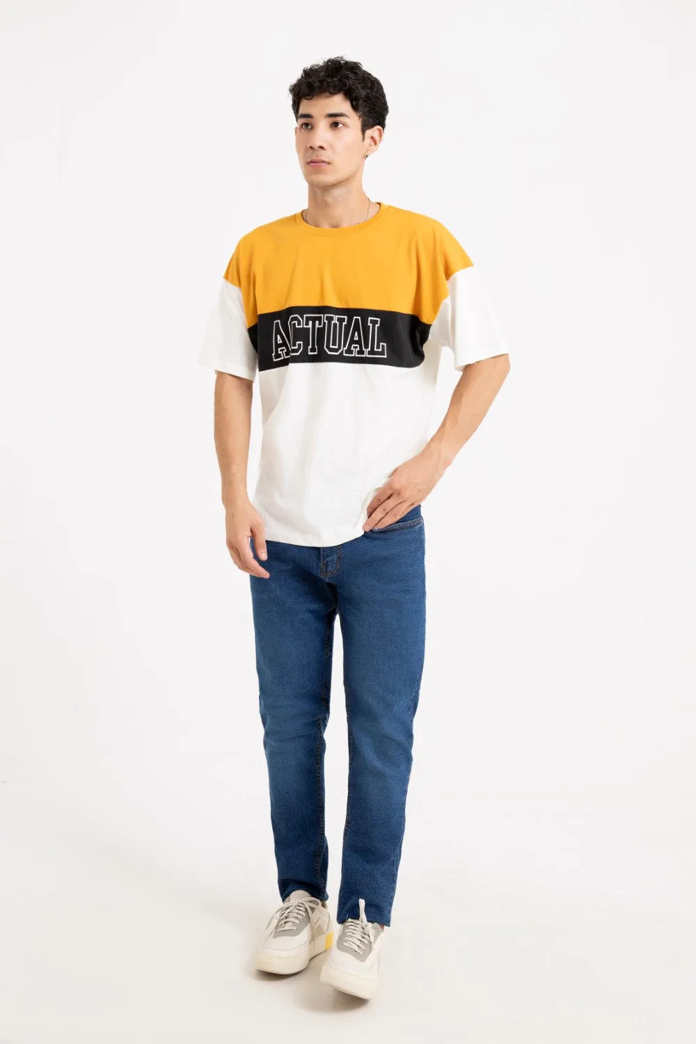 Mustard-White T-Shirt