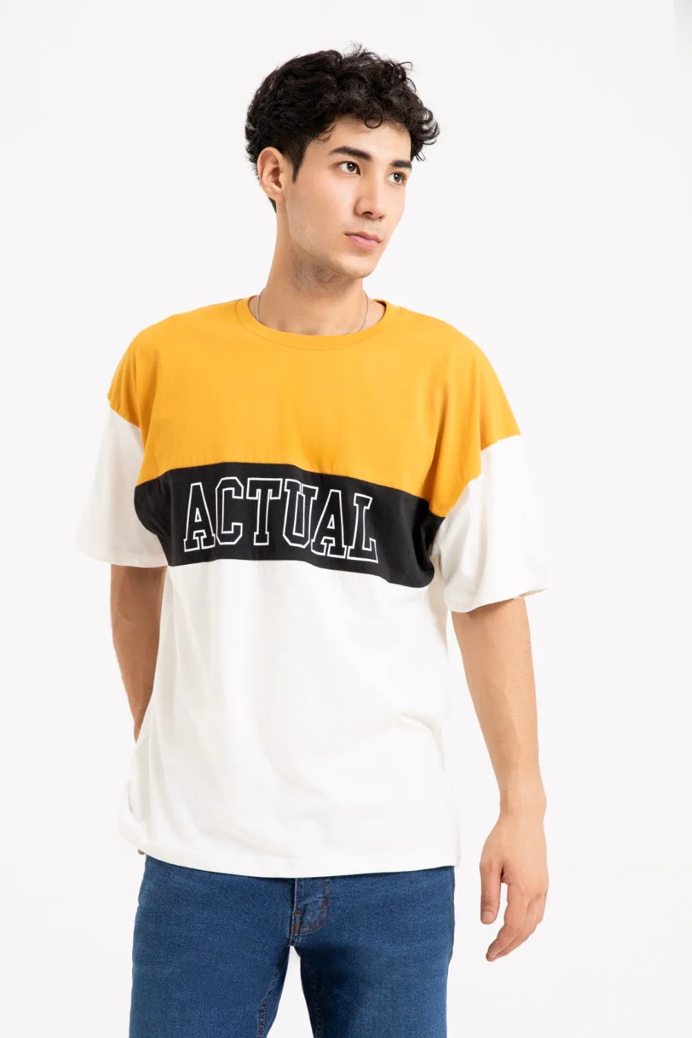 Mustard-White T-Shirt