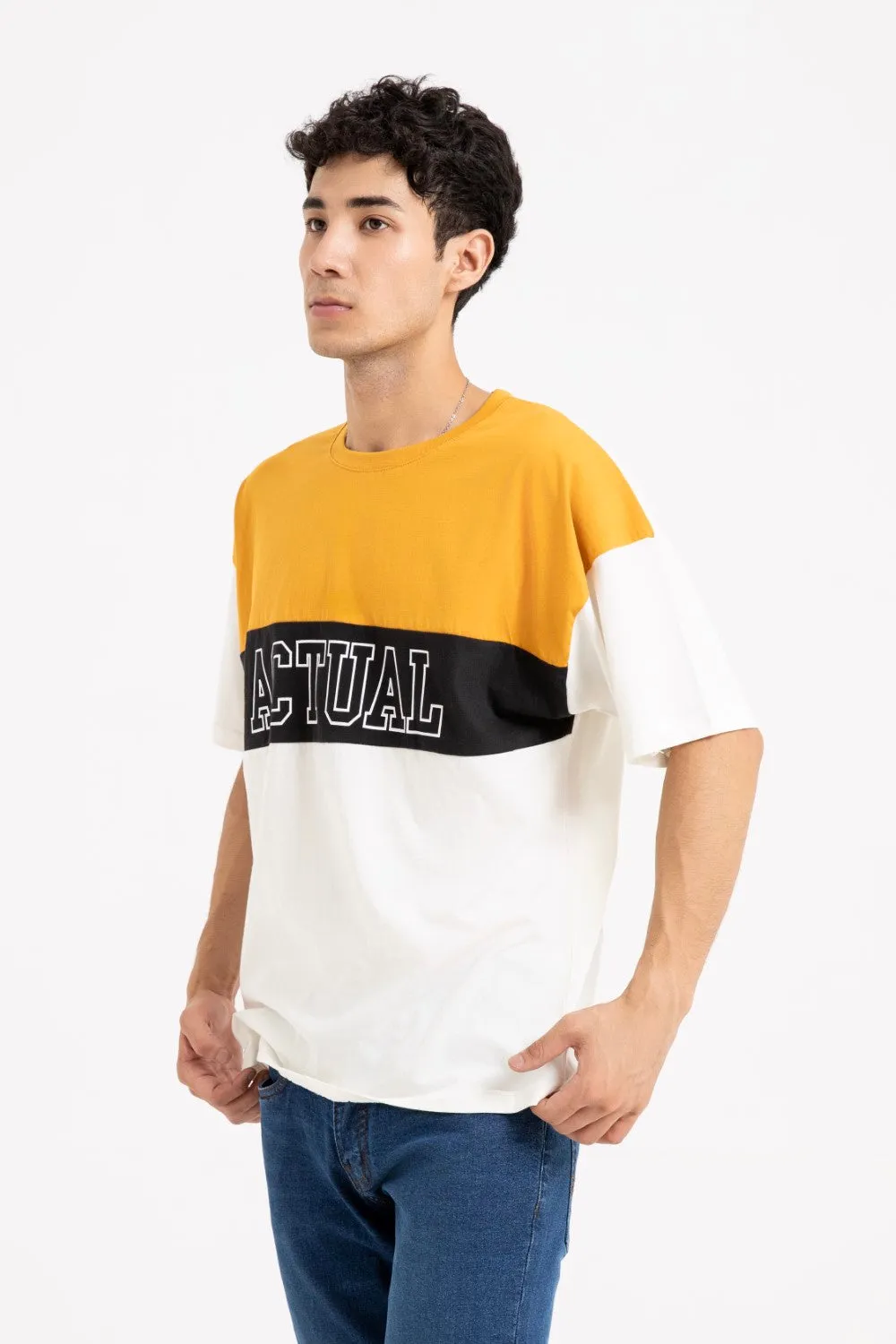 Mustard-White T-Shirt