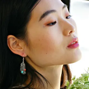 Navajo Turquoise Feather Earrings