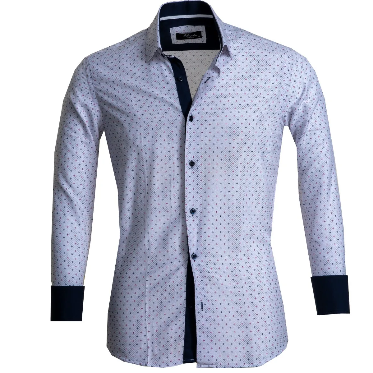 Off White Mens Slim Fit French Cuff Shirts with Cufflink Holes - Casual and Formal