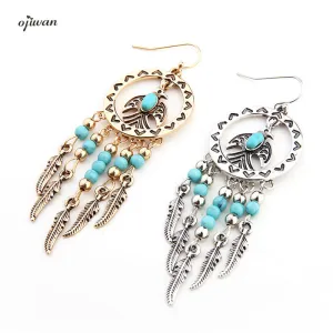 Ojiwan Tribal Bird Earrings Hoop Boho Feather Earrings Hippie Indian Native American Jewelry Navajo aritos Gypsy Animal Earrings