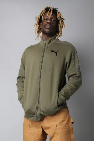 Olive green puma zip up long sleeved sports jacket