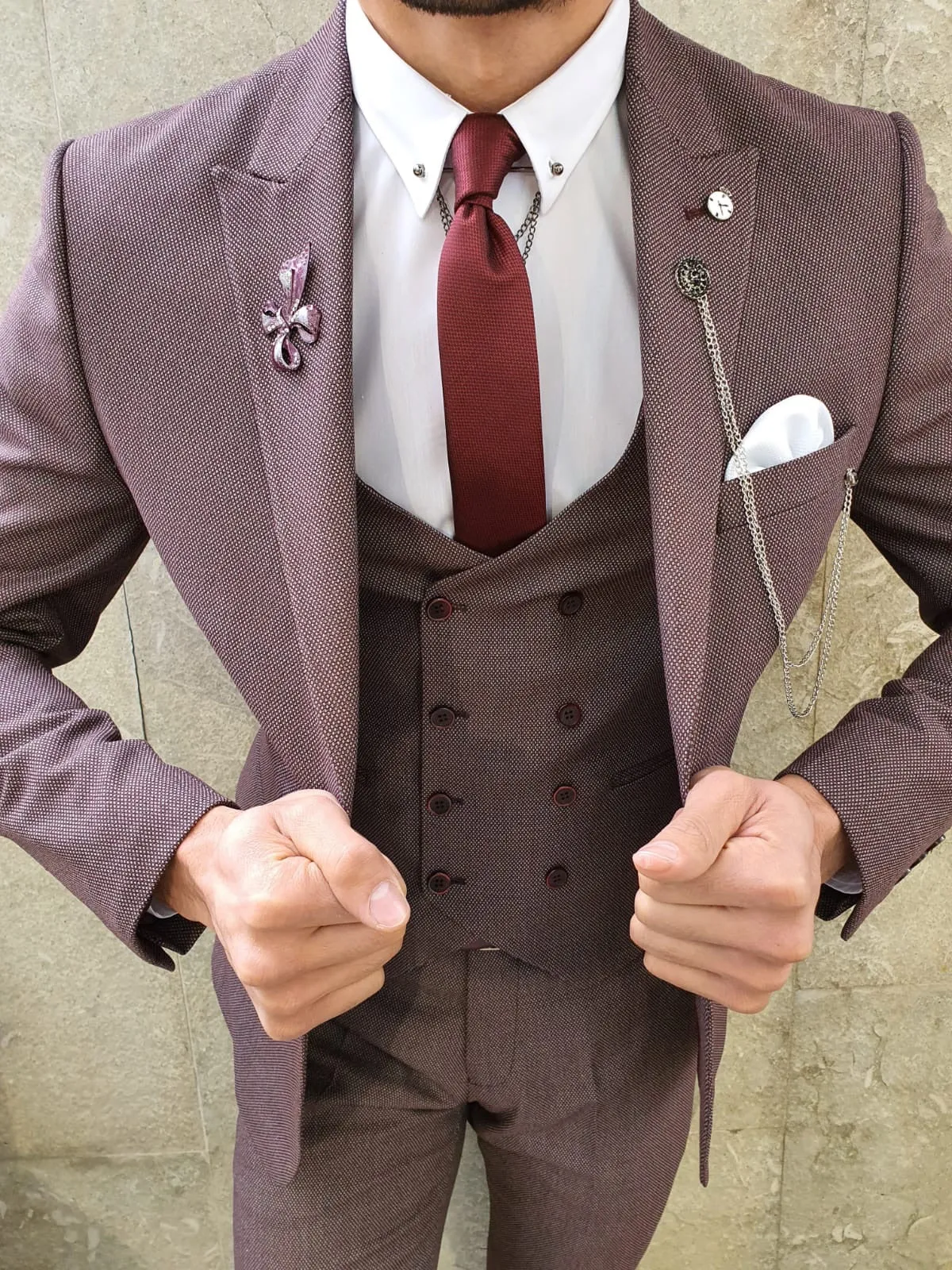 Olympia Claret Red Slim Fit Suit: Elevate Your Style