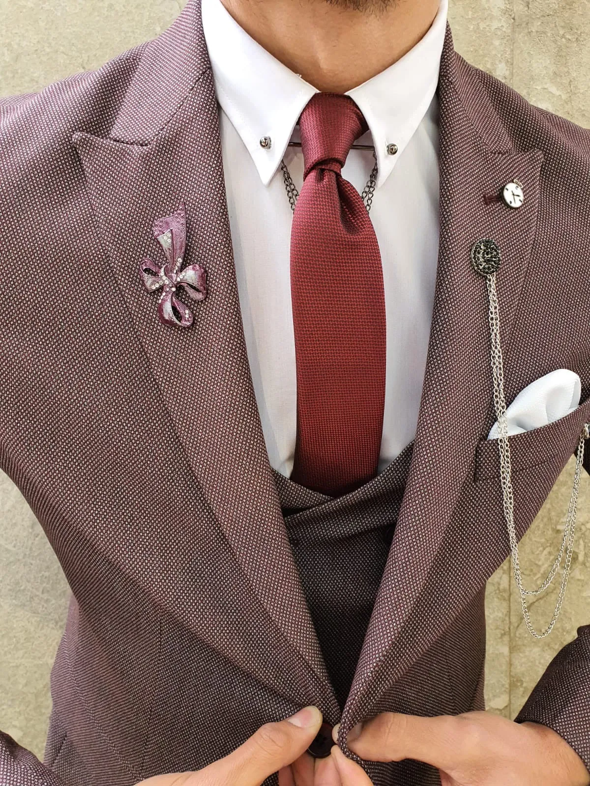 Olympia Claret Red Slim Fit Suit: Elevate Your Style