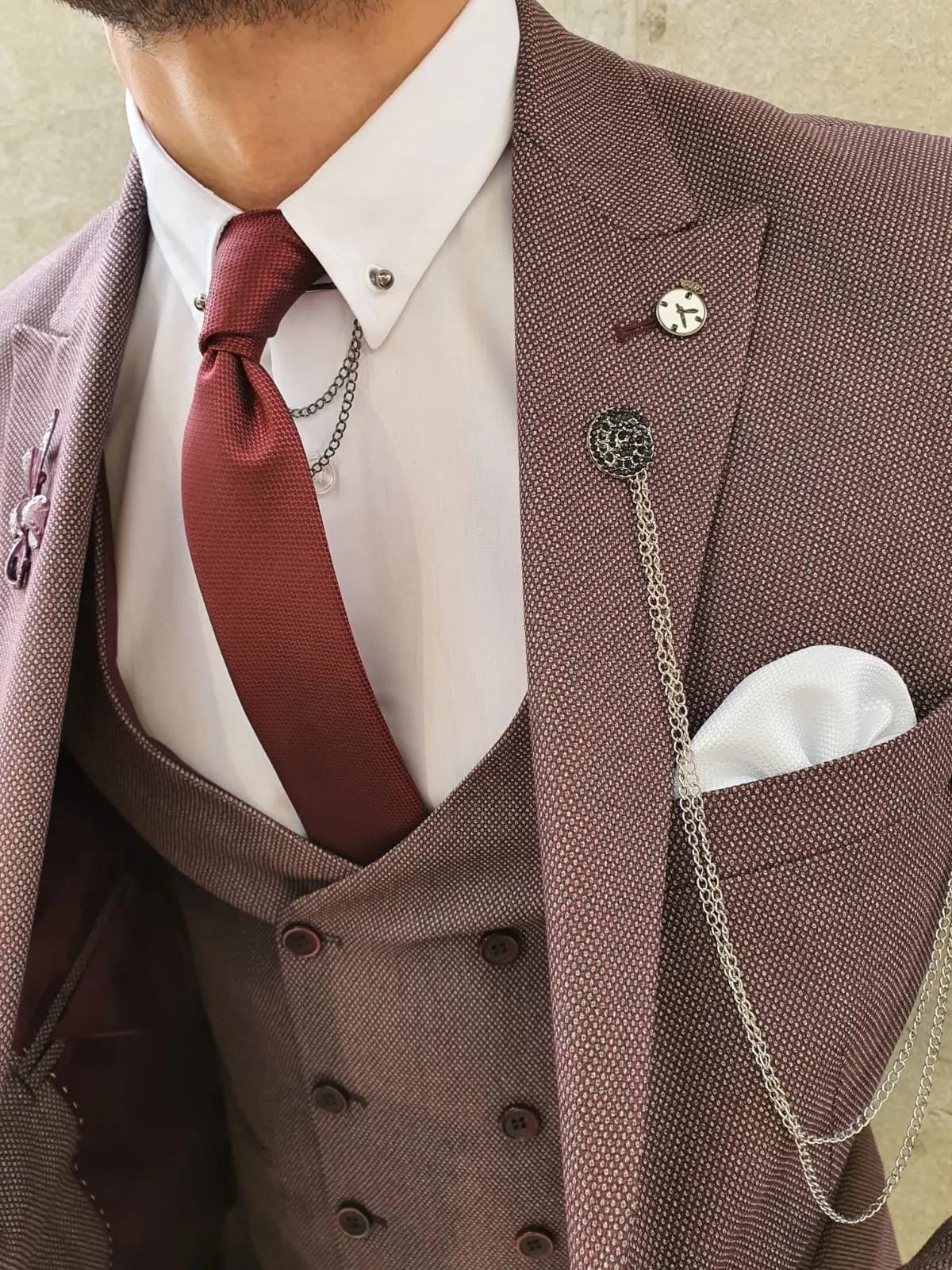 Olympia Claret Red Slim Fit Suit: Elevate Your Style