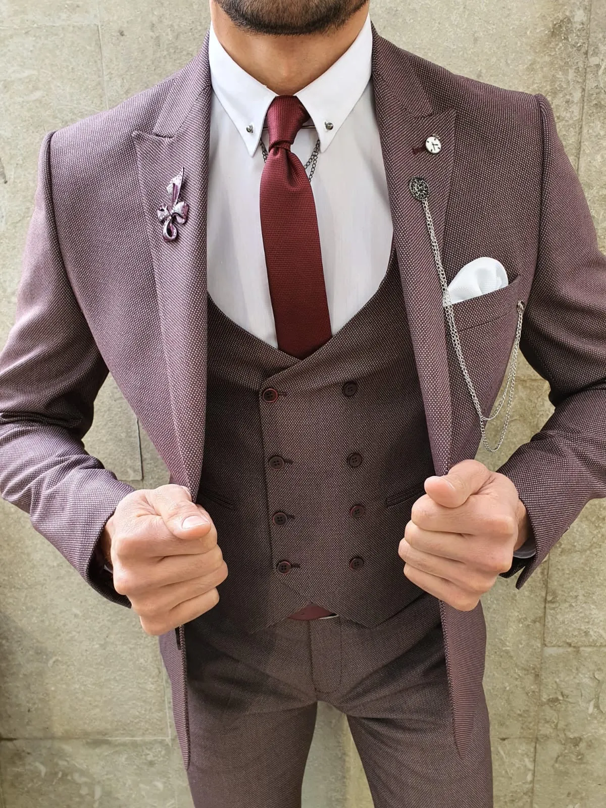 Olympia Claret Red Slim Fit Suit: Elevate Your Style