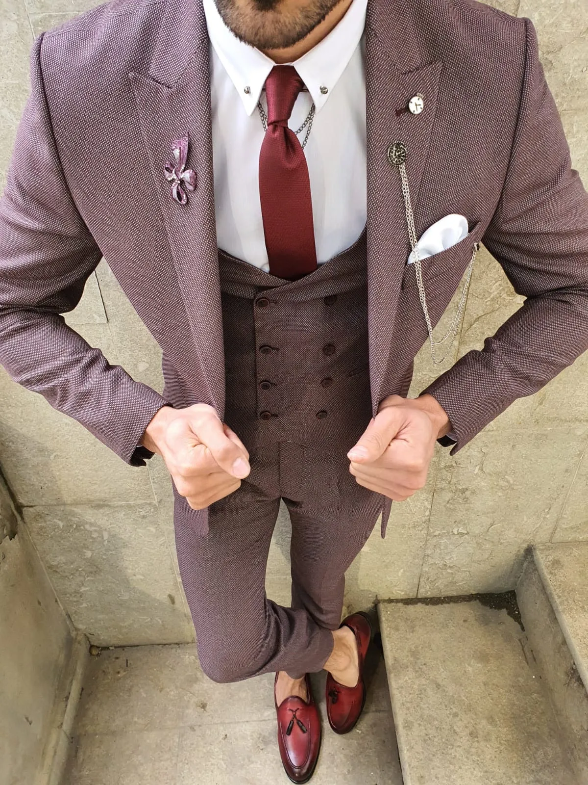 Olympia Claret Red Slim Fit Suit: Elevate Your Style