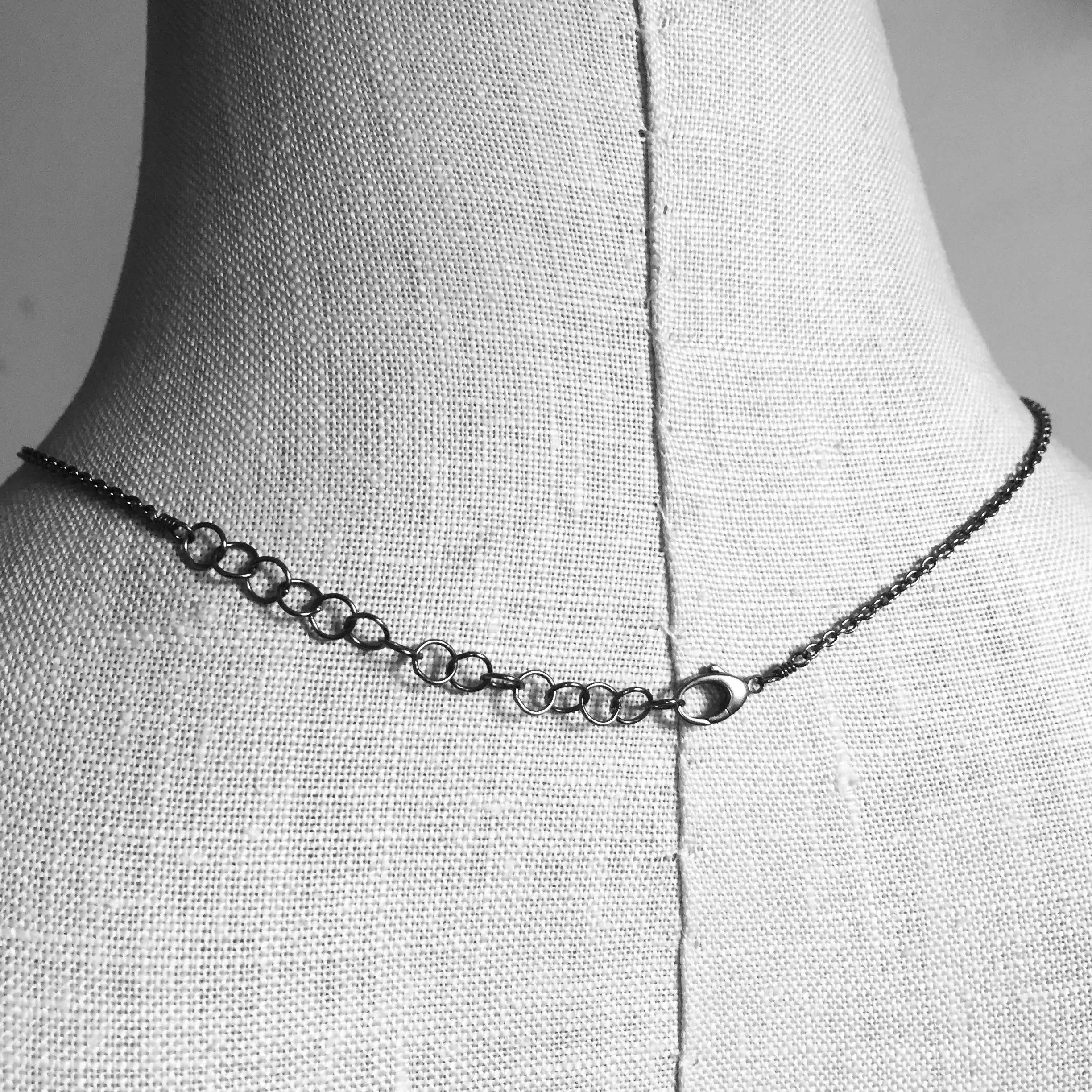 One of a kind Arc necklace with rose cut salt and pepper diamond