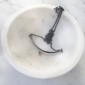 One of a kind Arc necklace with rose cut salt and pepper diamond