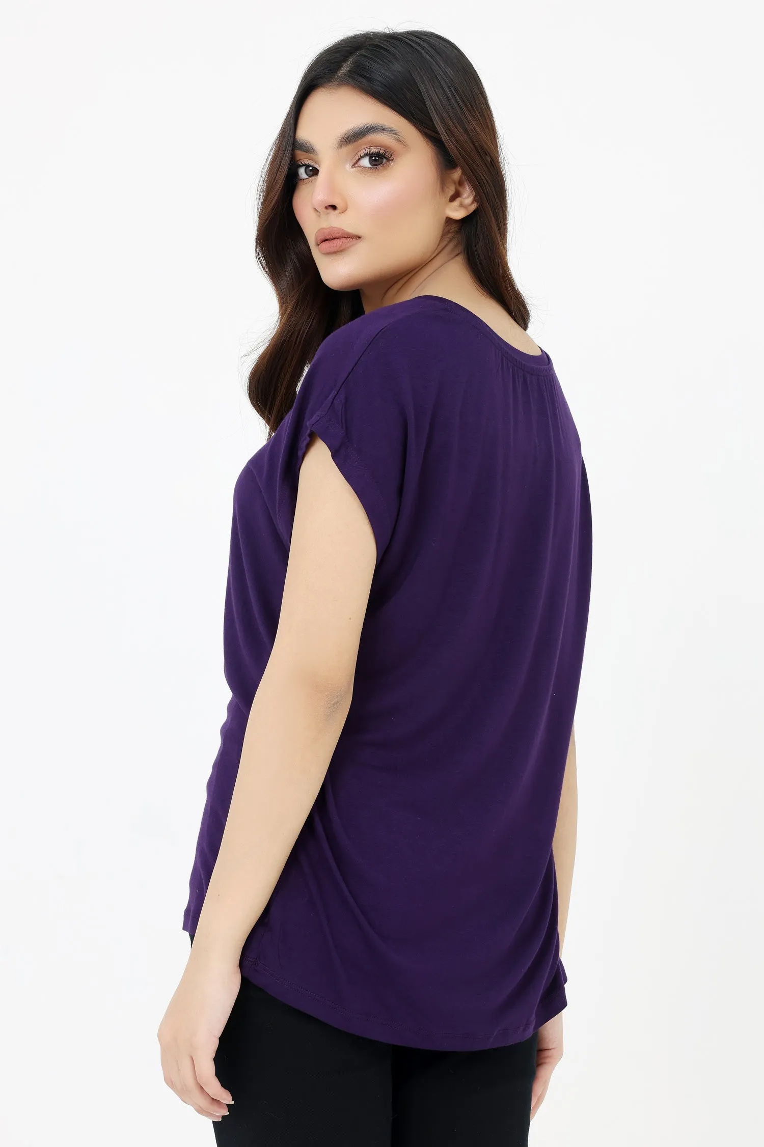 OVERSIZE PLAIN TEE-PURPLE