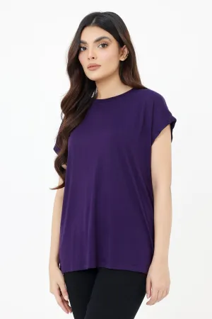 OVERSIZE PLAIN TEE-PURPLE