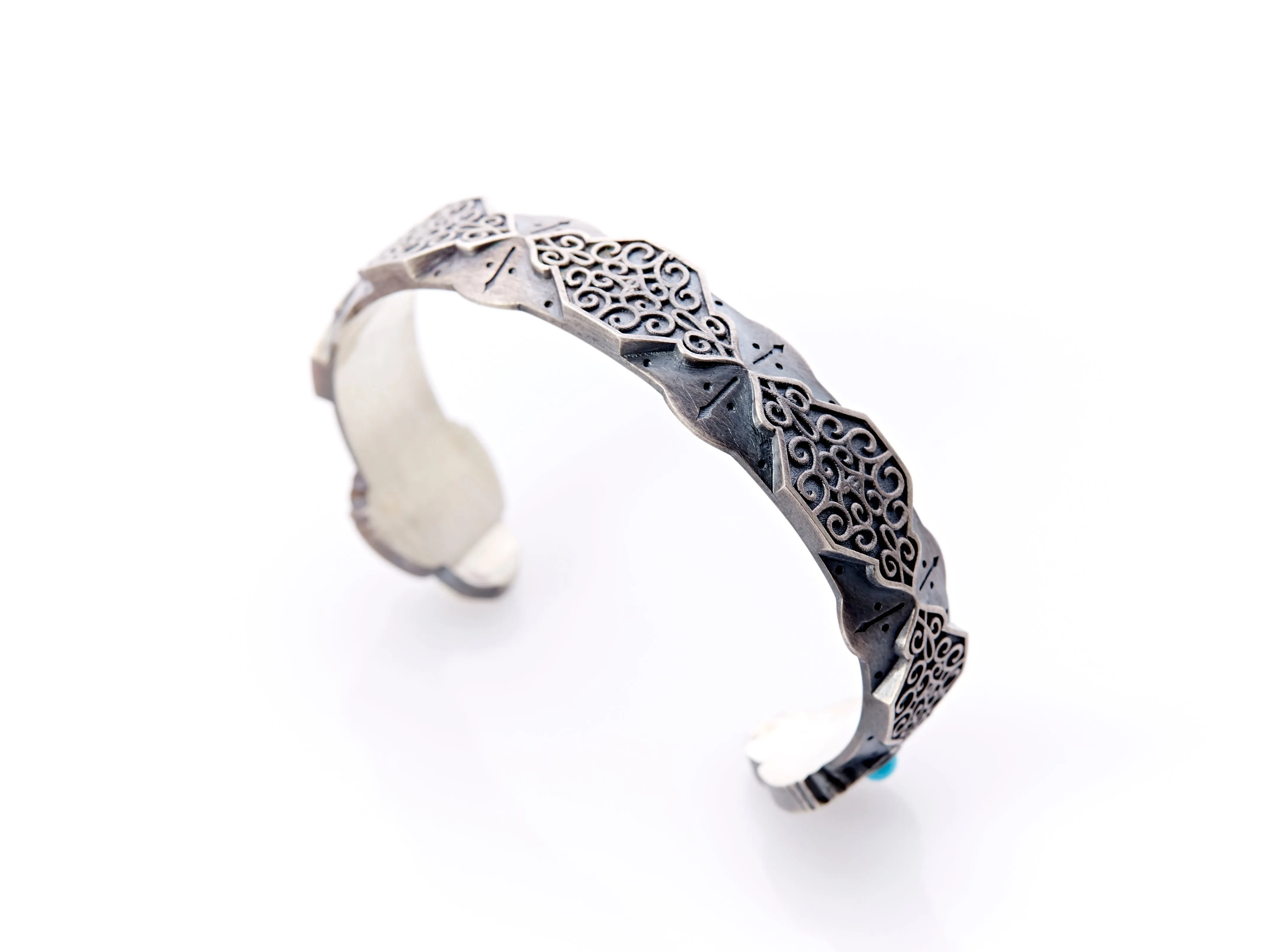 Oxidised Silver - Sleeping Beauty Turquoise Scarab Beetle Cuff
