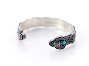 Oxidised Silver - Sleeping Beauty Turquoise Scarab Beetle Cuff