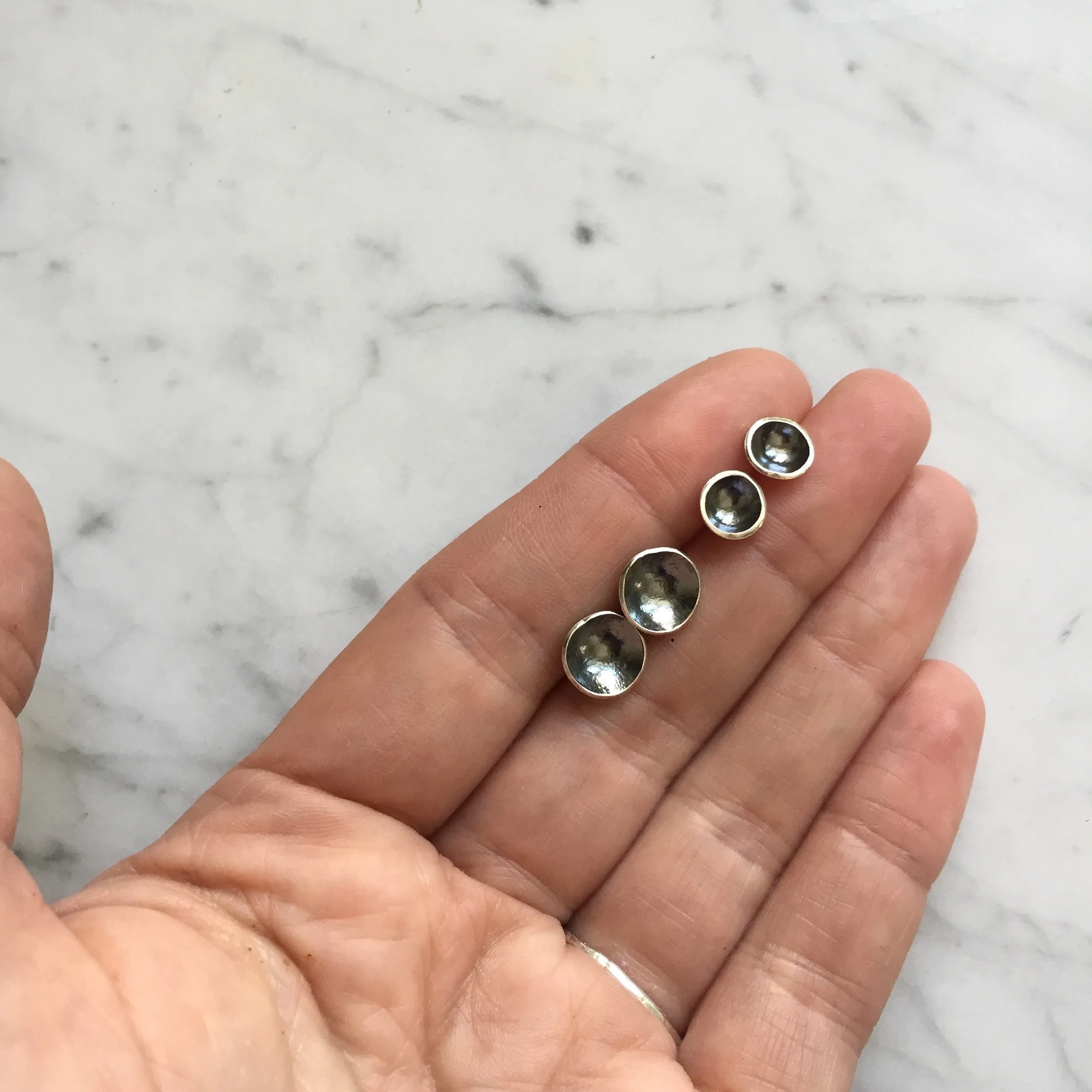 Oxidized silver cup studs