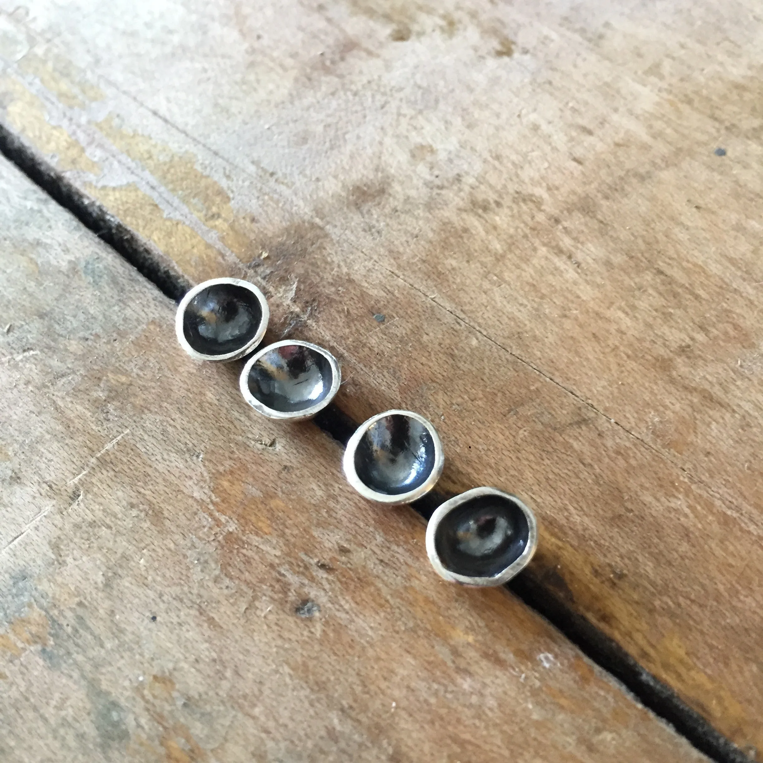 Oxidized silver cup studs