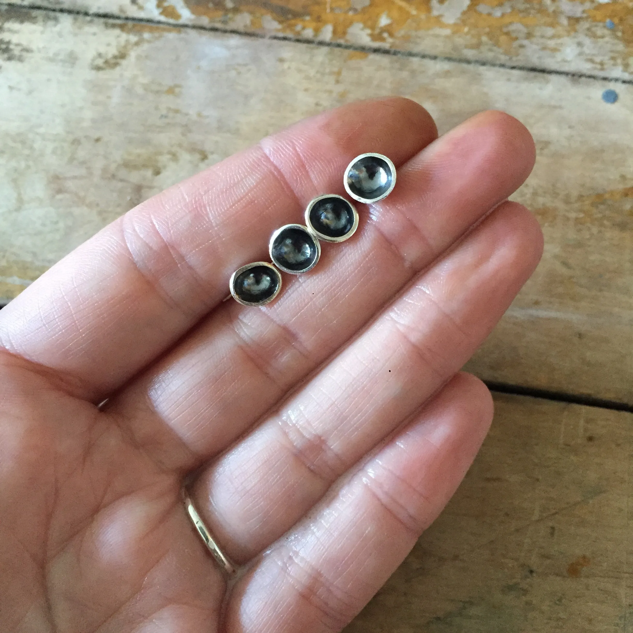 Oxidized silver cup studs