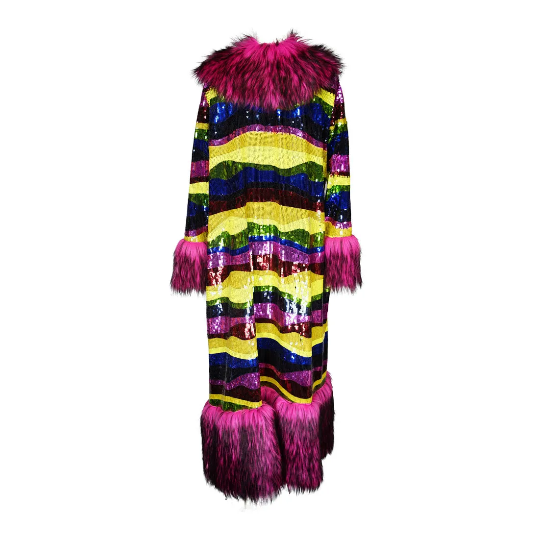 Penny Deluxe Rainbow Coat Sequins Faux Fur M